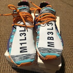 adidas Teal and White Sneakers with Orange Accents